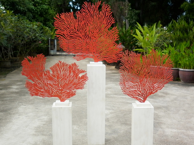 SET OF 3 RED CORALLINE 
